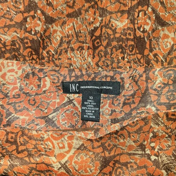 Womens Maxi Skirt Silk Size 10 Brown Orange Paisley Print Lined JH1768 - Picture 6 of 9